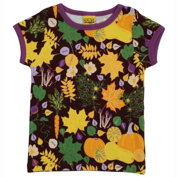 DUNS Sweden Kids Fall Flowers T-shirt – Brown/Purple