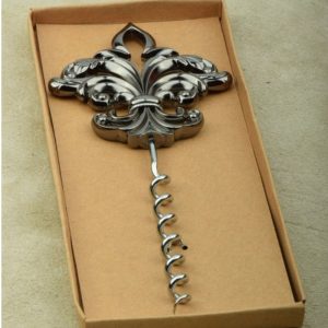 Fleur De Lis Wine Cork Screw, Gift Box, Antique Silver finish, each