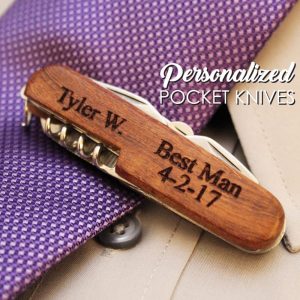 Personalized Rosewood Pocket Knife Bottle Opener Corkscrew – engraved wood wedding knives, groomsman, best man, pocket knives, jack knife