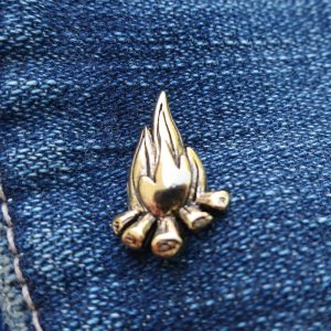 Gold Campfire Lapel Pin-  CC520G- Camping, Camp, Fire, Summer, and Outdoor Pins and Gifts