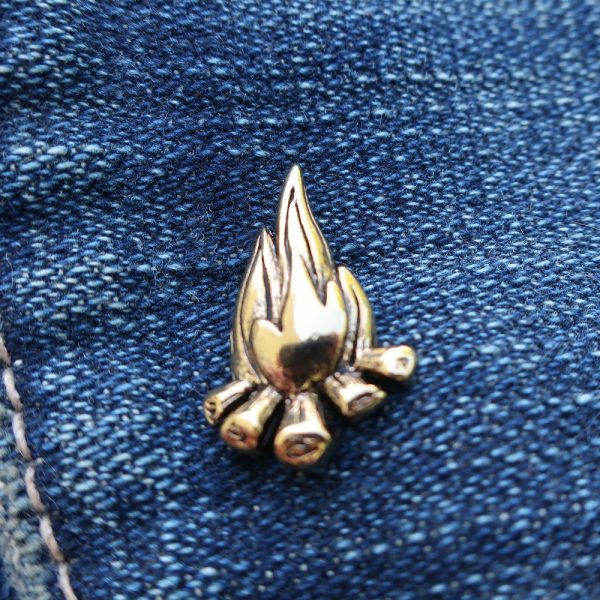 Gold Campfire Lapel Pin-  CC520G- Camping, Camp, Fire, Summer, and Outdoor Pins and Gifts