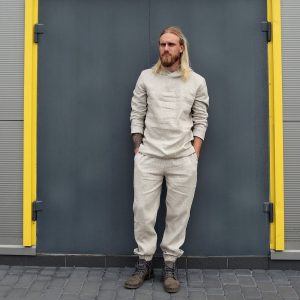 Linen mens costume, Summer pants, Linen pajama set, Gifts for men, Man’s kit Linen set, Linen pants, Linen shirt, Natural color linen set