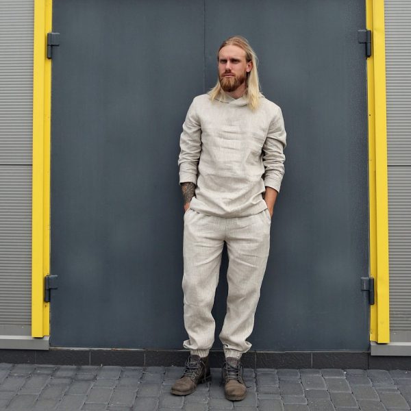 Linen mens costume, Summer pants, Linen pajama set, Gifts for men, Man’s kit Linen set, Linen pants, Linen shirt, Natural color linen set