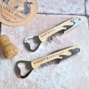 Personalised Corkscrew Bottle Opener, Beer Birthday Gift, Wine, Gift For Him