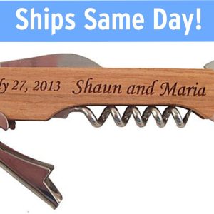 Custom Wood 4-Function Custom Corkscrew – Engraved Wedding Favors, Groomsman Gift, Anniversary Gift, Wine Gift, Bottle Opener, Mother’s Day