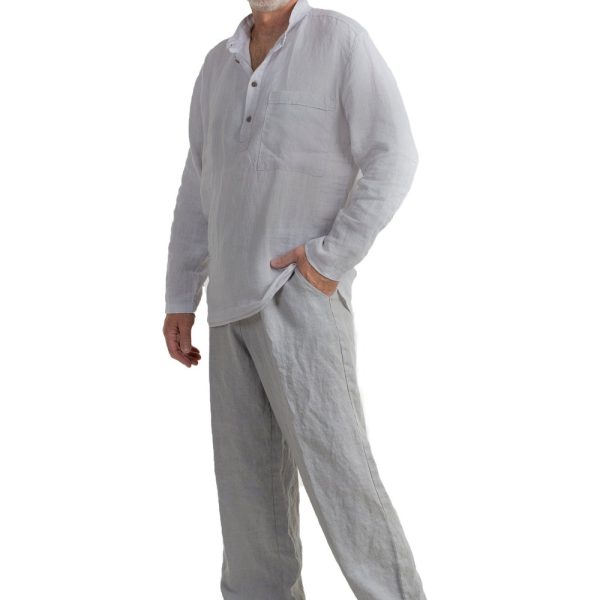 Linen Summer Men’s Clothing, Linen Set, Long Sleeve Shirt and Long Pants, Light Flax Casual Wear, Minimalist Outfits, Comfortable Clothing