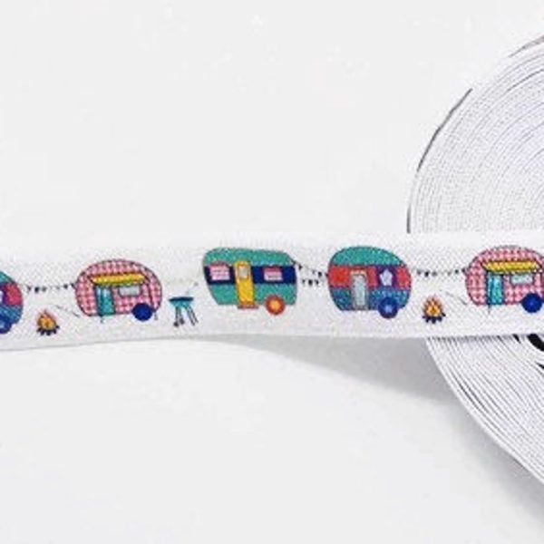 3, 5, or 10 Yards Camper Elastic by the Yard Background – Fold Over Elastic – Stretchy- great for crafts or making hair ties! 5/8″