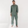 Two-Piece Set of Linen Shirt and Pants with Decorative Flap Pockets A92259