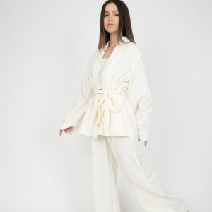 Women’s Suit/Linen Summer Set/Linen Suit Women/Linen Two Piece Set/Kimono Suit/Linen suit/Linen Blouse with Pants/Flax Clothing/AE291