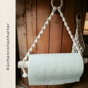 Macrame holder kitchen roll, ideal in the camper or van or in the kitchen – Fibers – Boho – Vintage – Decor Set – Kitchen