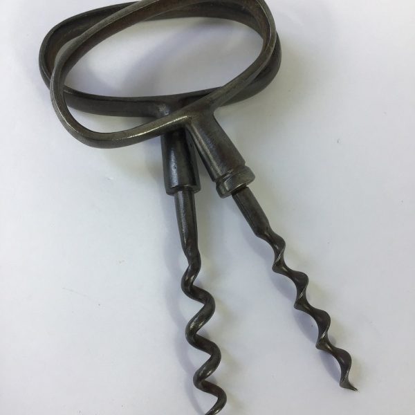 2 x Antique Steel ‘Cellar Man’ Fist Grip Corkscrews c1870-1890. Direct Pull Cork Screw. Bar Ware. Wine Bottle Openers. Victorian Corkscrews.