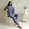 Grey Striped Linen Pajama Set, Two Piece Linen Men’s Pajama Set,Long Sleeve Linen Pajama,Linen Loungewear Set,Linen Christmas Pajama