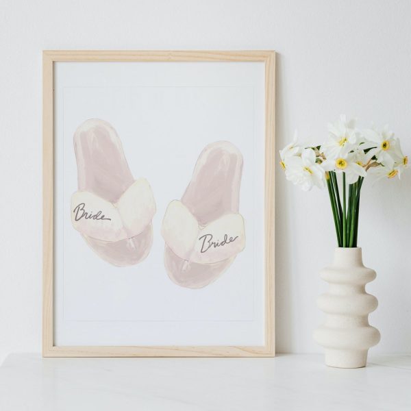 Wedding celebrations. Bridal slippers. Art print Printable wall decor Poster art digital download downloadable. Office, home dorm design