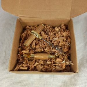 Barkeepers pocket kit , corkscrew and bottle opener, gold and oak whiskey barrel