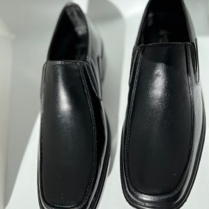 Smart men’s black leather slip-on handmade dress business office party black shoes