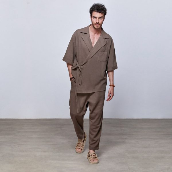 Mens Linen Brown Jacket Pants,Festival Style,Linen Outfits for Men,Minimalist Outfits,Wedding Suit,Summer Wedding,Valentines Day Gifts