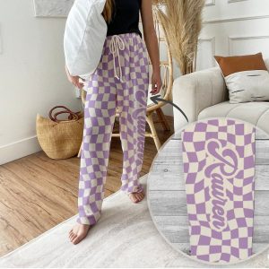 Custom Checker Design Pajama pants Name Custom Dog Personalized Pajama Pants Photo Pants Dog Dad Dog Mom Gift