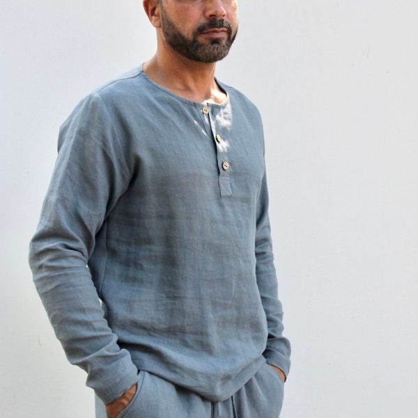 Linen shirt and pants set, 2 pieces of pants and shirt for men. Linen suit for men.