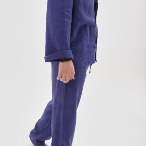 Oversized Men Linen Set – Elegant Flax Trousers and Shirt – Customizable Plus Size Lounge Wear