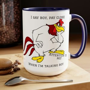 Two-Tone Coffee Mugs, 15oz – Classic Foghorn Leghorn print and catchphrase