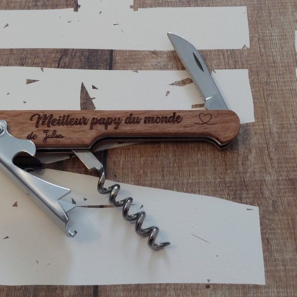 Personalized Corkscrew Opener with Wooden Handle, Custom Red Wine Bottle Opener, Groomsman Gift