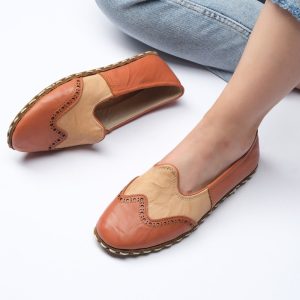 WOMEN TURKISH SHOES , Barefoot Leather Handmade Classic Yemeni , Colorful, Slip-On , Organic Dye Loafers , Natural