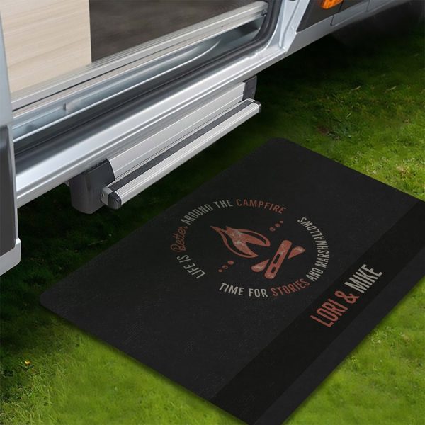 Camp Fire Doormat, Camping Mat, Camper Family Name Rug, Camping Gift Accessories, Camping Decor, Personalized Custom Funny Doormat CM006
