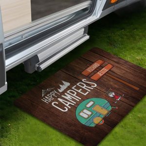 Happy Campers Doormat, Camping Mat, Camper Family Name Rug, Camping Gift Accessories, Camping Decor, Personalized Custom Funny Doormat CM008