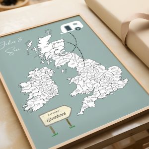 Personalised Caravan Gift, Colour in Map, Travel Adventure Map, Colouring In, Travel Print, Caravan, Camping, Motorhome, Campervan