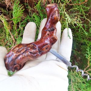 Vintage Wooden Handle Corkscrew, French Wine Bottle Opener