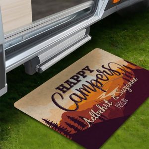 Happy Campers Doormat, Camping Mat, Camper Family Name Rug, Camping Gift Accessories, Camping Decor, Personalized Custom Funny Doormat CM003