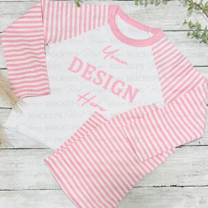 Baby Kids Pink Stripe Pyjamas SVG Bridesmaid Clutch Mockup When I wake up pjs Documents Digital Blank BG760 Mockup Digital Download Jpg