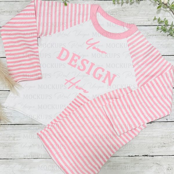 Baby Kids Pink Stripe Pyjamas SVG Bridesmaid Clutch Mockup When I wake up pjs Documents Digital Blank BG760 Mockup Digital Download Jpg
