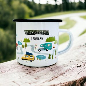 Kids Enamel Mug Personalized Gift, Camping Mug Enamel, Gift for Camper, Camping Accessories, Motorhome Mug