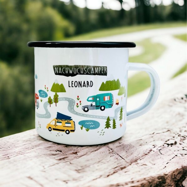 Kids Enamel Mug Personalized Gift, Camping Mug Enamel, Gift for Camper, Camping Accessories, Motorhome Mug