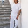 MEN LINEN SET: band collar shirt with roll-up sleeves, tapered linen pants. Gift for Him! Special occasion pure linen set. Best man suit.