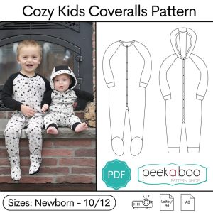Cozy Kid Coveralls PDF Sewing Pattern / Coveralls Pattern / Kids Pajamas Sewing Pattern / Bodysuit Pattern / Baby Pajama Sewing Pattern