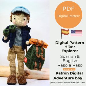 Digital pattern Hiker Digital PatternofClimberTravelBackpackPDF-Binoculars-Hiker-Up-Explorer-Adventurer-Crochet Boy Pattern-Crochet Backpack