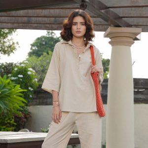 Linen Cotton Two Piece Set in 76 colors | Comfortable Suit For Women | Casual Shirt Pants | Women’s Linen Pajama Pants | Relaxed Blouse Set