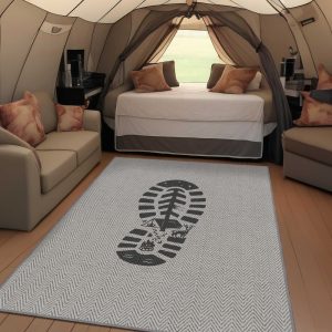 Camping Decor Rug, Shoe Print Rug Washable For Van Life, Camper Rug, Camping Doormat, Camper Decor Inside, Tent Camping Gifts, RV Home Decor