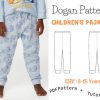 Kids Pajama Sewing Pattern with Video Tutorial, Woven Button-Down PJ Set, Lapel Collar DIY Sleepwear for Boys and Girls, PDF Pattern