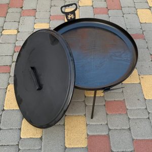 Heavy Duty Camp Fire Skillet 16/20 Inches, Cowboy Wok With Lid For Outdoor And Camp Cooking, BBQ And Grill