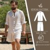Women’s Comfy 2 Piece Linen Summer Pants and Top Set, Linen Relaxed Pajama, linen lounge wear, Cooling Travel Set for Warm Weather,Loose Top