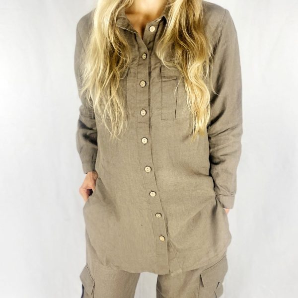 Cargo Pants and Shirt Set, Linen two piece set Jacket and Cargo Pants with Pockets, Linen Travel & Lounge Set, Mothers Day Gift