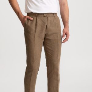 100% Linen Pants – Dark Beige, Sustainable Linen Men Trousers, Regular Fit Slacks, Business Casual Bottoms, Men’s Fashion, European Linen