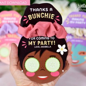 Printable Scrunchie Holder Spa Party Favor | Pamper Party | Slumber Party | Girls Birthday Party Favor | Scrunchie Holder | 3 Skin Tones