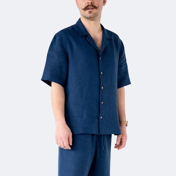 Summer Linen Set Men –  Short Sleeve Shirt and Relaxed Shorts for Summer, Two-Piece Outfit for Beach and Vacation