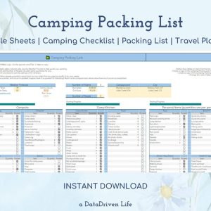 Camping Packing Lists | Camp Checklist | Stress-Free | Camping Bundle | Backpacking | Camping Gear | Google Sheets | INSTANT DOWNLOAD