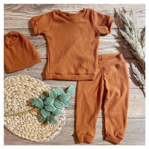 Lounge wear- lounge set- baby clothing set- toddler clothing set- soft comfy baby clothing- pajama set- waffle knit clothing- rust