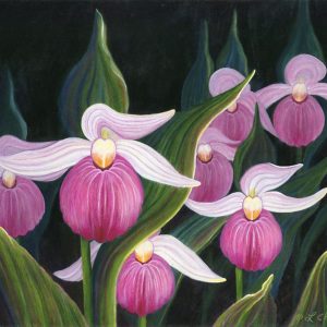 Pink Lady Slippers Print – Pink Ladyslippers Art Print – Lady Slippers Art- Nature Painting – Kitchen Decor – Floral Art Print – Home Decor